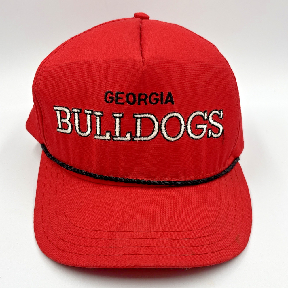 VINTAGE Georgia Bulldogs Hat Cap Snap Back Rope Trucker AJD 90s